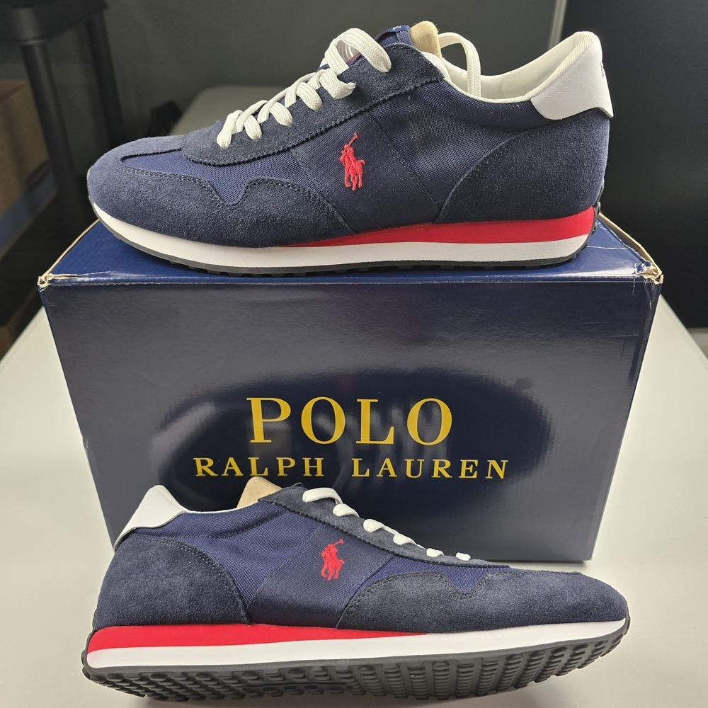 New Polo Ralph Lauren Men's Size 11 D Navy Blue Train 85 Suede Sneakers Shoes